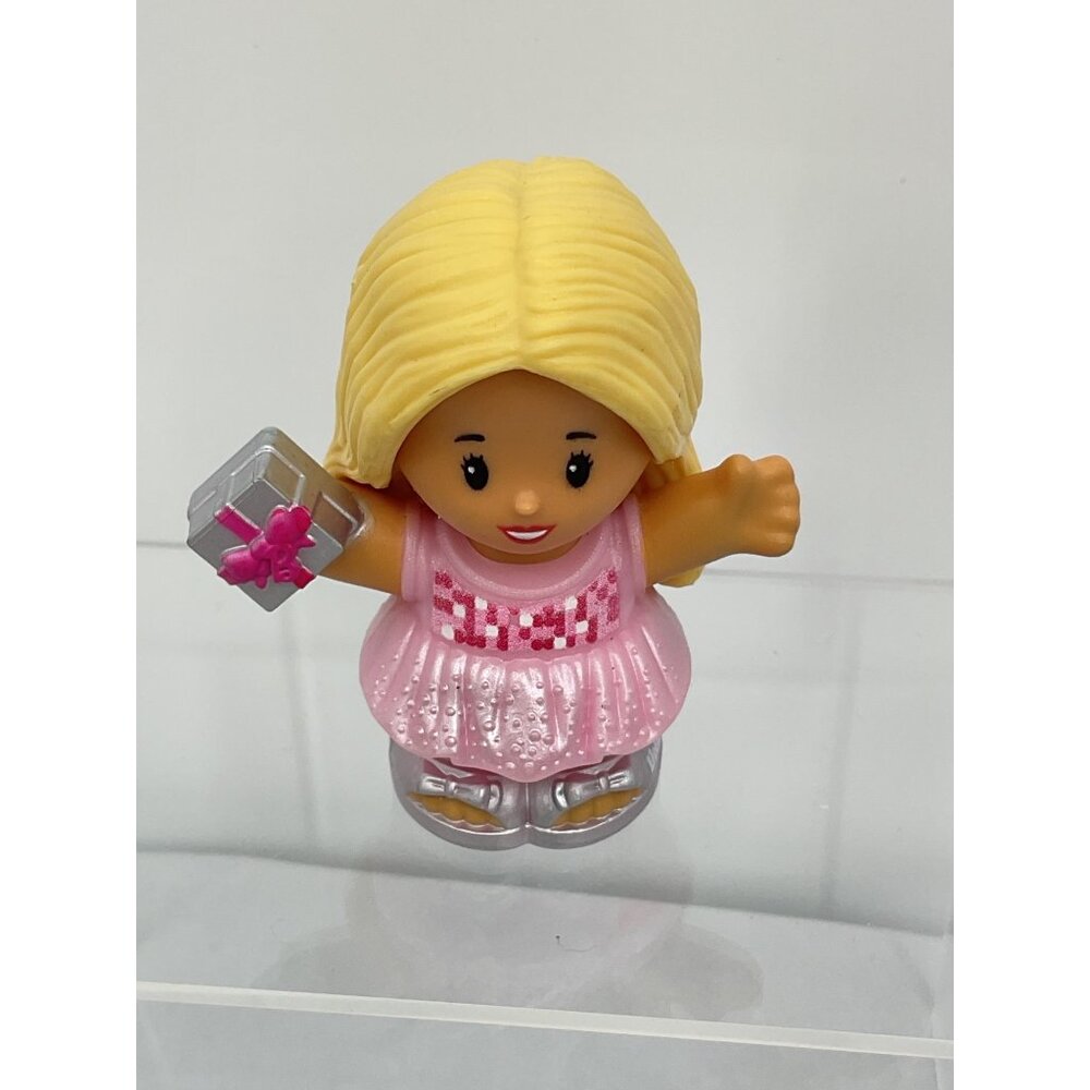 Fisher Price Little People Barbie Birthday Party Girl Figure Pink Dress Gift